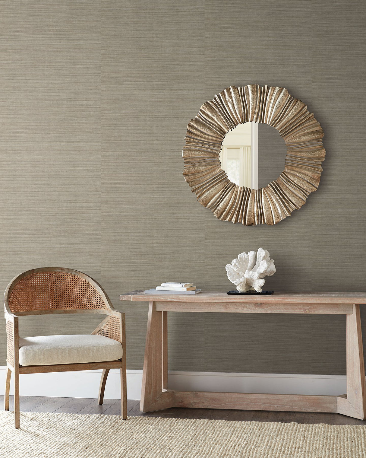 Tasar Silk Brown Textured Wallpaper with Raw Silk Motif - York ND3072N