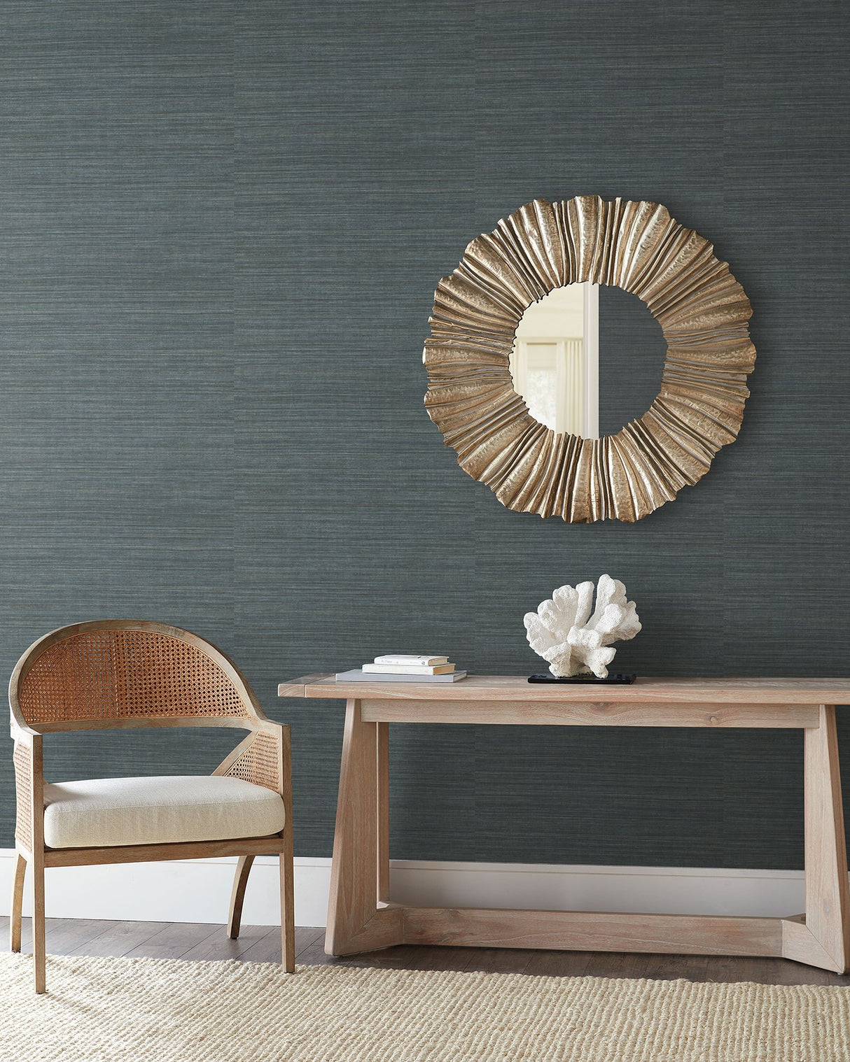 Tasar Silk Blue Textured Wallpaper - York ND3078N