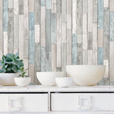 Weathered Plank Shore Peel & Stick Wallpaper with Coastal Wood Look - InHome NH3058