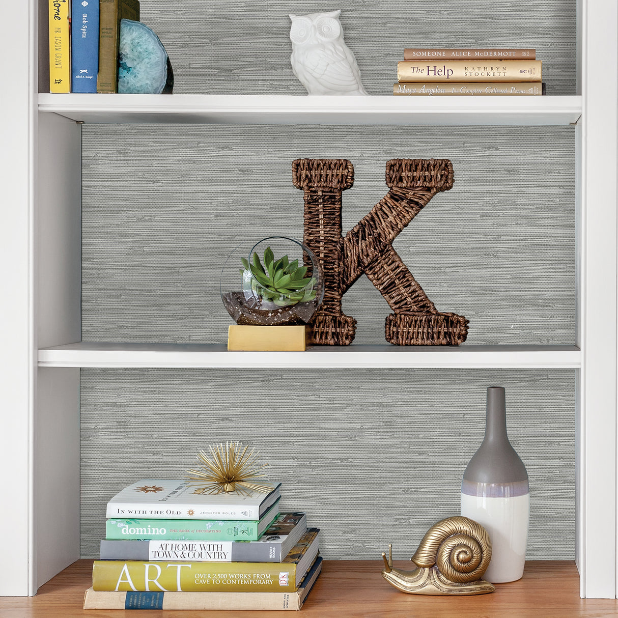 Sisal Stone Grey Distressed Fabric Woven Texture Traditional Peel and Stick Wallpaper Set of 2 Rolls 20.5 in x 16.5 ft by InHome - TNH3062