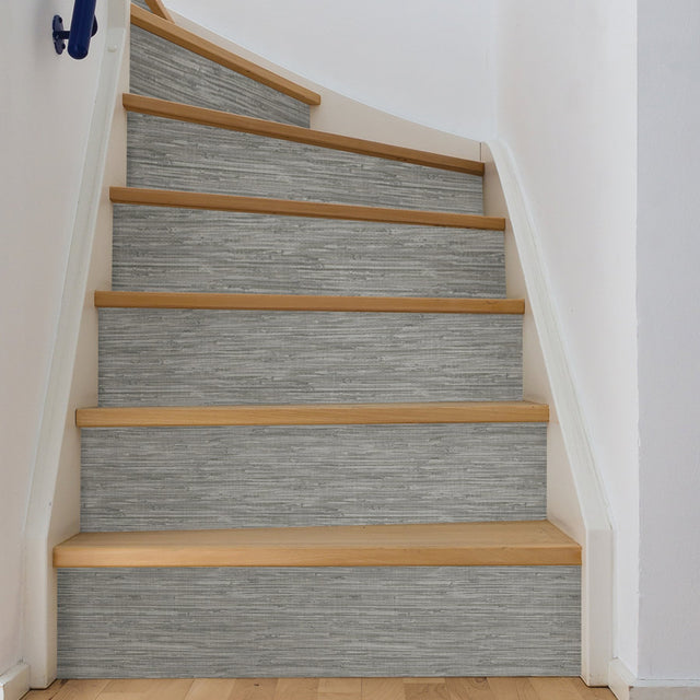 Sisal Stone Grey Peel & Stick Wallpaper with Fabric & Woven Texture - InHome NH3062