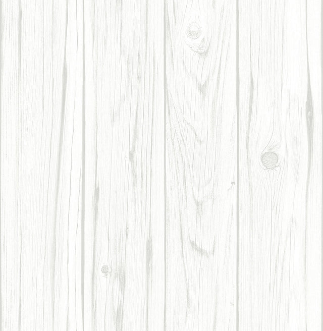 White Barnwood Peel & Stick Wallpaper in White - InHome NH3551