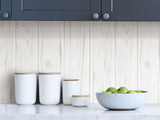 White Barnwood Peel & Stick Wallpaper in White - InHome NH3551