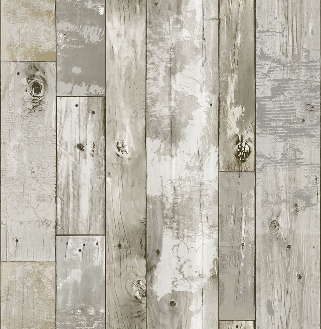Driftwood Peel & Stick Wallpaper Brown Wood Look with Coastal Textured Motif - InHome NH3552