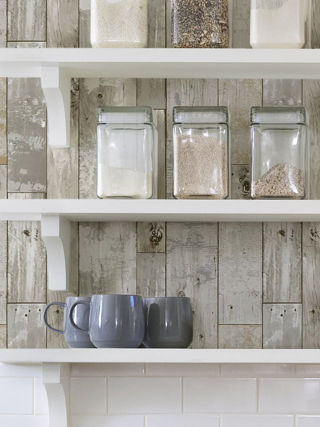Driftwood Peel & Stick Wallpaper Brown Wood Look with Coastal Textured Motif - InHome NH3552