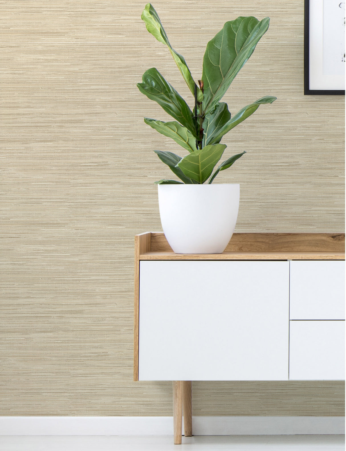 Harlow Weave Cream by InHome Faux Grasscloth Horizontal Woven Texture Peel and Stick Wallpaper WallPops Collection - NH4331
