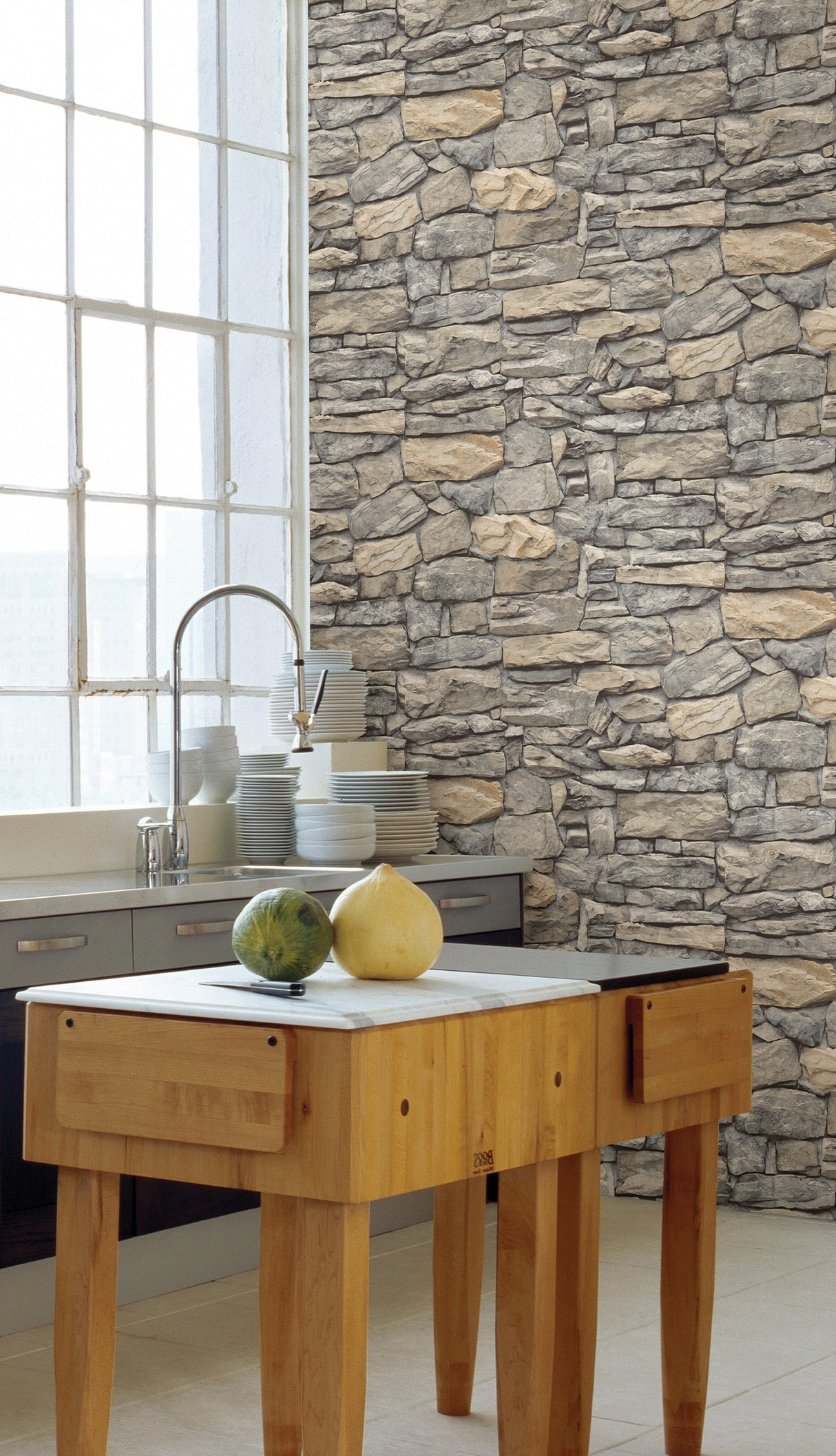 Kilkenny Stone Peel and Stick Wallpaper by InHome WallPops - Stylish Removable Stone Textured Wall Covering for Modern Home Decor - NH4334