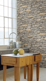 Kilkenny Stone Peel and Stick Wallpaper by InHome WallPops - Stylish Removable Stone Textured Wall Covering for Modern Home Decor - NH4334