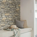 Kilkenny Stone Peel and Stick Wallpaper by InHome WallPops - Stylish Removable Stone Textured Wall Covering for Modern Home Decor - NH4334