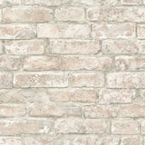 White Washed Denver Brick Peel & Stick Wallpaper, Textured Farmhouse Graphic Pattern - InHome NHS3708