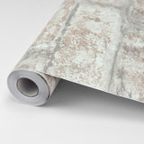 White Washed Denver Brick Peel & Stick Wallpaper, Textured Farmhouse Graphic Pattern - InHome NHS3708