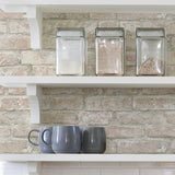 White Washed Denver Brick Peel & Stick Wallpaper, Textured Farmhouse Graphic Pattern - InHome NHS3708