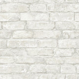 Denver Brick White Peel & Stick Textured Wallpaper with Farmhouse Style - Brewster NHS3709