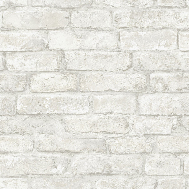 Denver Brick White Peel & Stick Textured Wallpaper with Farmhouse Style - Brewster NHS3709