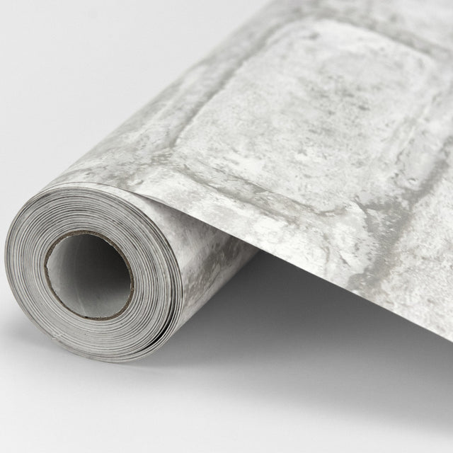 Denver Brick White Peel & Stick Textured Wallpaper with Farmhouse Style - Brewster NHS3709