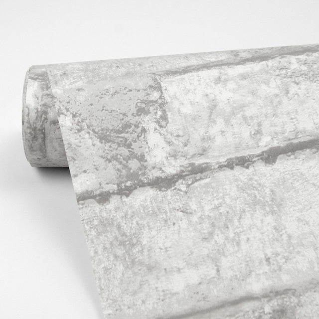 Denver Brick White Peel & Stick Textured Wallpaper with Farmhouse Style - Brewster NHS3709