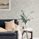 Denver Brick White Peel & Stick Textured Wallpaper with Farmhouse Style - Brewster NHS3709