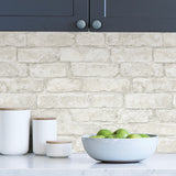 White Denver Brick Peel and Stick Farmhouse Brick Pattern Textured Wallpaper Set of 2 Rolls, 20.5 in x 18 ft Each by InHome - TNHS3709