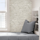 White Denver Brick Peel and Stick Farmhouse Brick Pattern Textured Wallpaper Set of 2 Rolls, 20.5 in x 18 ft Each by InHome - TNHS3709