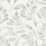 Fable Leaf White Peel & Stick Wallpaper with Modern Botanical Leaves Pattern - InHome NHS3764