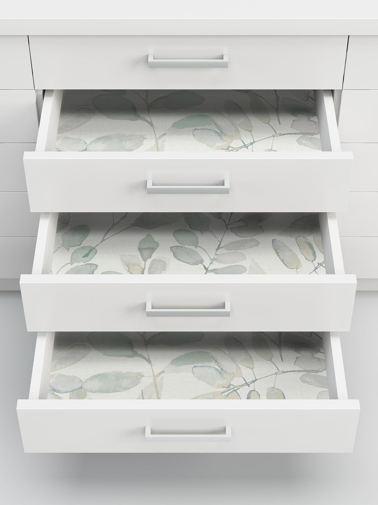 Fable Leaf White Peel & Stick Wallpaper with Modern Botanical Leaves Pattern - InHome NHS3764