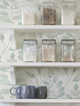 Fable Leaf White Peel & Stick Wallpaper with Modern Botanical Leaves Pattern - InHome NHS3764