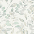Fable Leaf Peel and Stick Wallpaper in White Aqua and Grey by InHome - TNHS3764