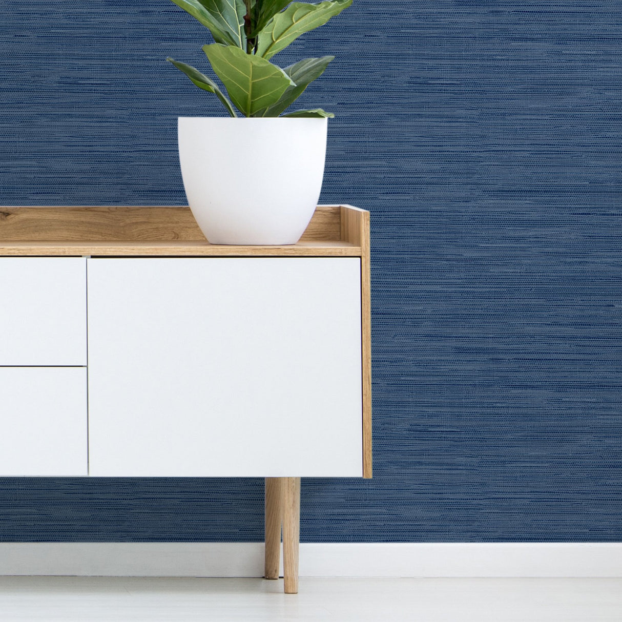 Avery Weave Navy Peel & Stick Wallpaper with Distressed Texture - InHome NHS3837