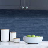 Avery Weave Navy Peel & Stick Wallpaper with Distressed Texture - InHome NHS3837