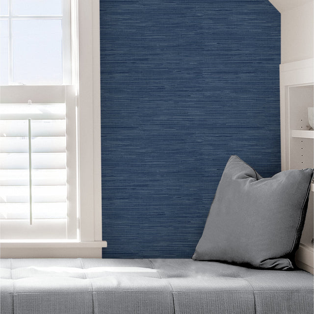 Avery Weave Navy Peel & Stick Wallpaper with Distressed Texture - InHome NHS3837