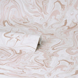 Marble Blush Swirl Peel & Stick Wallpaper Blush with Abstract Distressed Textures Bohemian Pattern - NHS4770