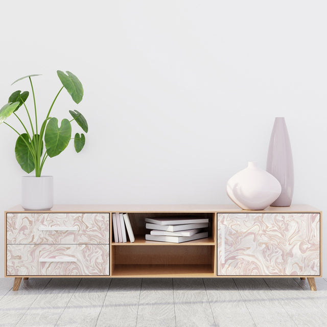 Marble Blush Swirl Peel & Stick Wallpaper Blush with Abstract Distressed Textures Bohemian Pattern - NHS4770
