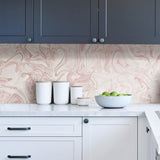 Marble Blush Swirl Peel & Stick Wallpaper Blush with Abstract Distressed Textures Bohemian Pattern - NHS4770