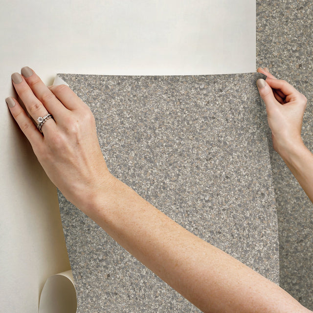 Monumental Grey Stone Peel & Stick Wallpaper with Marble Speckled Pattern - InHome NHS6169