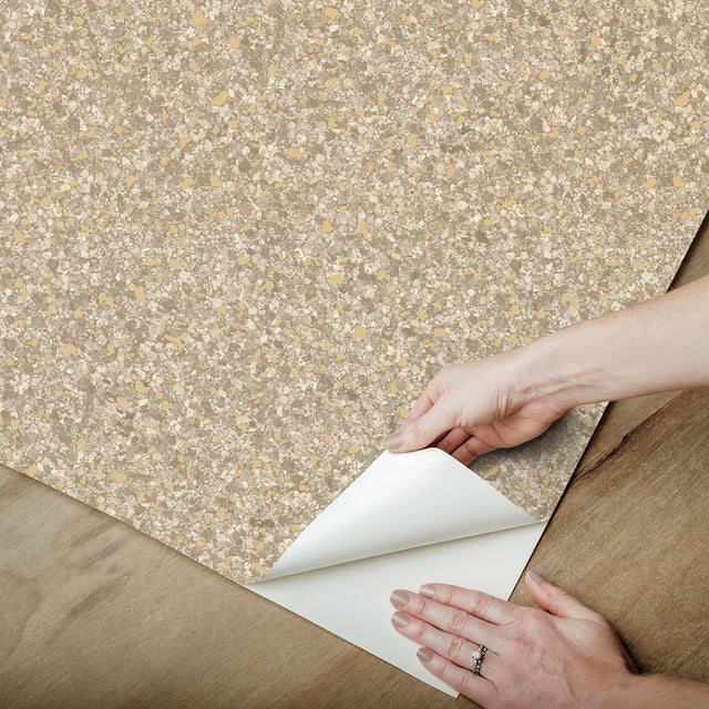 Monumental Beige Peel & Stick Wallpaper with Traditional Stone Graphics - InHome NHS6170