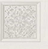 Carved Floral White Peel & Stick Wallpaper with Wood Panel Motif - InHome NHS6175