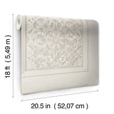 Carved Floral Cream Peel & Stick Wallpaper with Wood Panel Motif - InHome NHS6177
