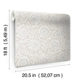 Aliviya Wheat Neutral Botanical Floral Block Print Peel and Stick Wallpaper by NuWallpaper Nabela Noor Home Collection - NNS6507