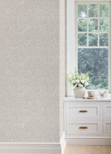Aliviya Wheat Neutral Botanical Floral Block Print Peel and Stick Wallpaper by NuWallpaper Nabela Noor Home Collection - NNS6507