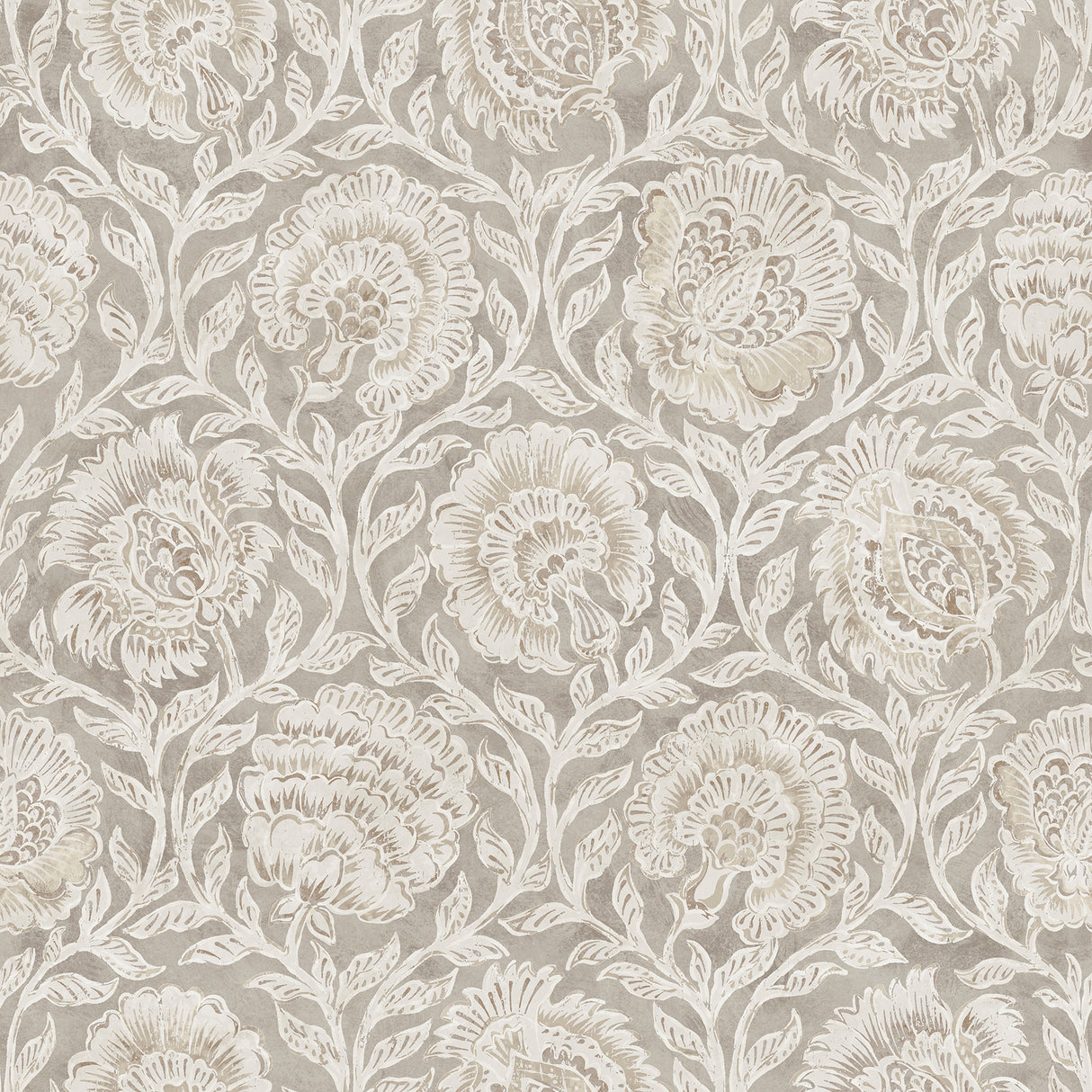 Aliviya Peppercorn Peel and Stick Wallpaper by NuWallpaper - Botanical Floral Block Print - NNS6508