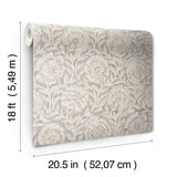 Aliviya Peppercorn by NuWallpaper Botanical Floral Block Print Peel and Stick Wallpaper from the Nabela Noor Home Collection - NNS6508