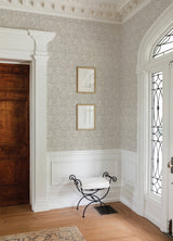 Aliviya Peppercorn by NuWallpaper Botanical Floral Block Print Peel and Stick Wallpaper from the Nabela Noor Home Collection - NNS6508