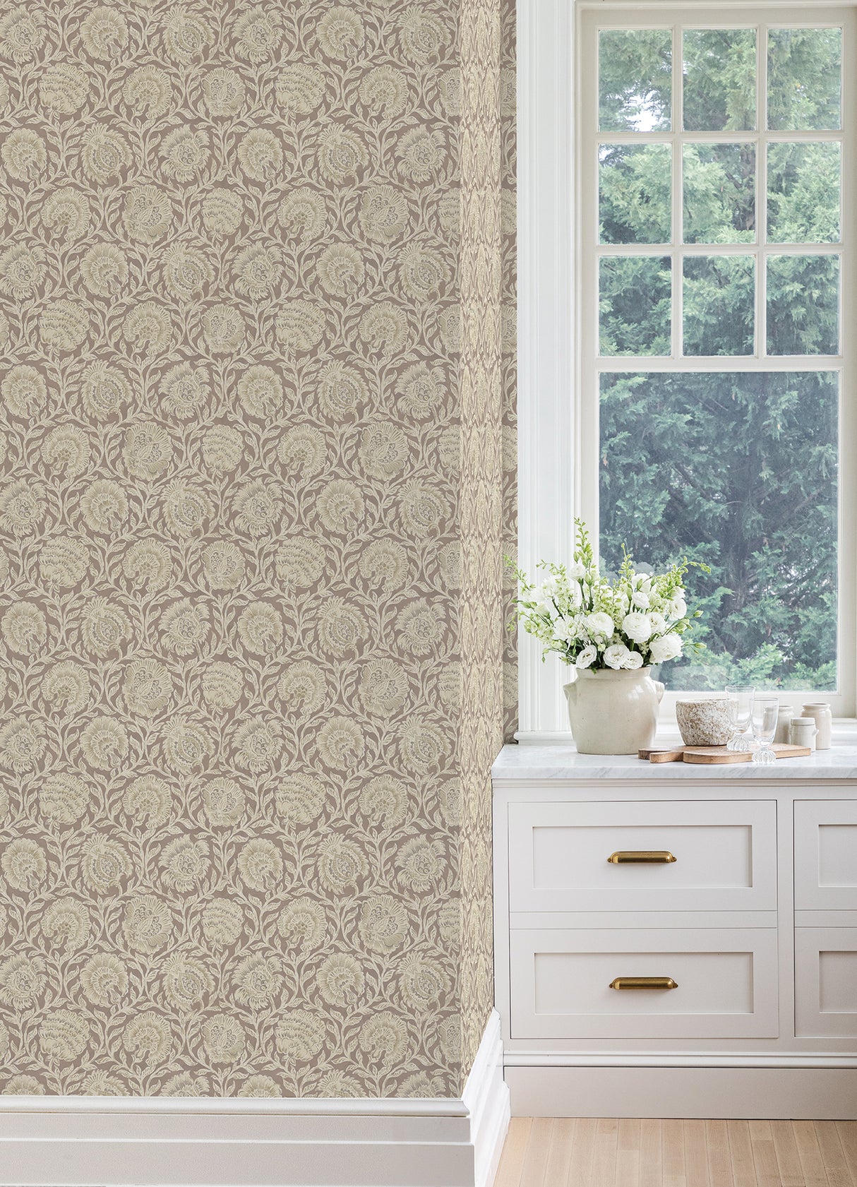 Aliviya Cha NuWallpaper Botanical Floral Heritage Block Print Peel and Stick Wallpaper for Nabela Noor Home WallPops Collection - NNS6509