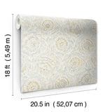 Aliviya Mint Peel and Stick Wallpaper by NuWallpaper for Nabela Noor Home Botanical Floral Block Print Transitional Wallpaper - NNS6510
