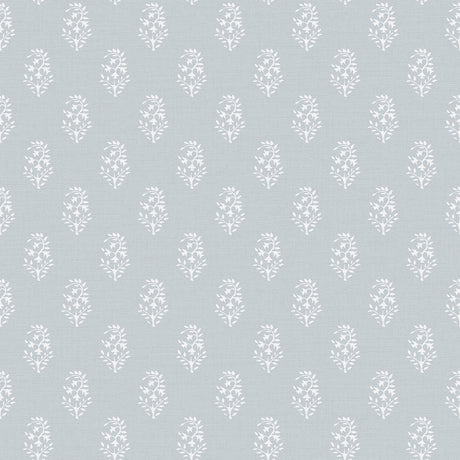 Safia Coast Blue and White Floral Buta Block Print Peel and Stick Wallpaper by NuWallpaper - NNS6511
