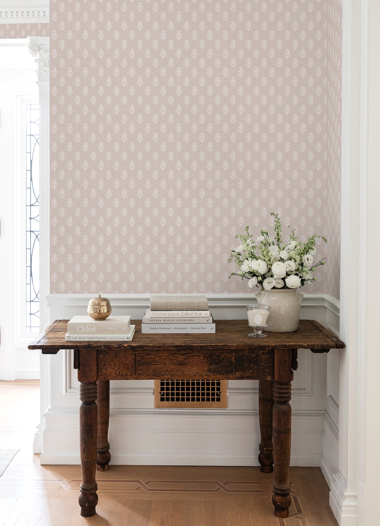 Safia Coral by NuWallpaper Nabela Noor Home x WallPops Traditional Indian Block Print Floral Buta Motif Peel and Stick Wallpaper - NNS6514