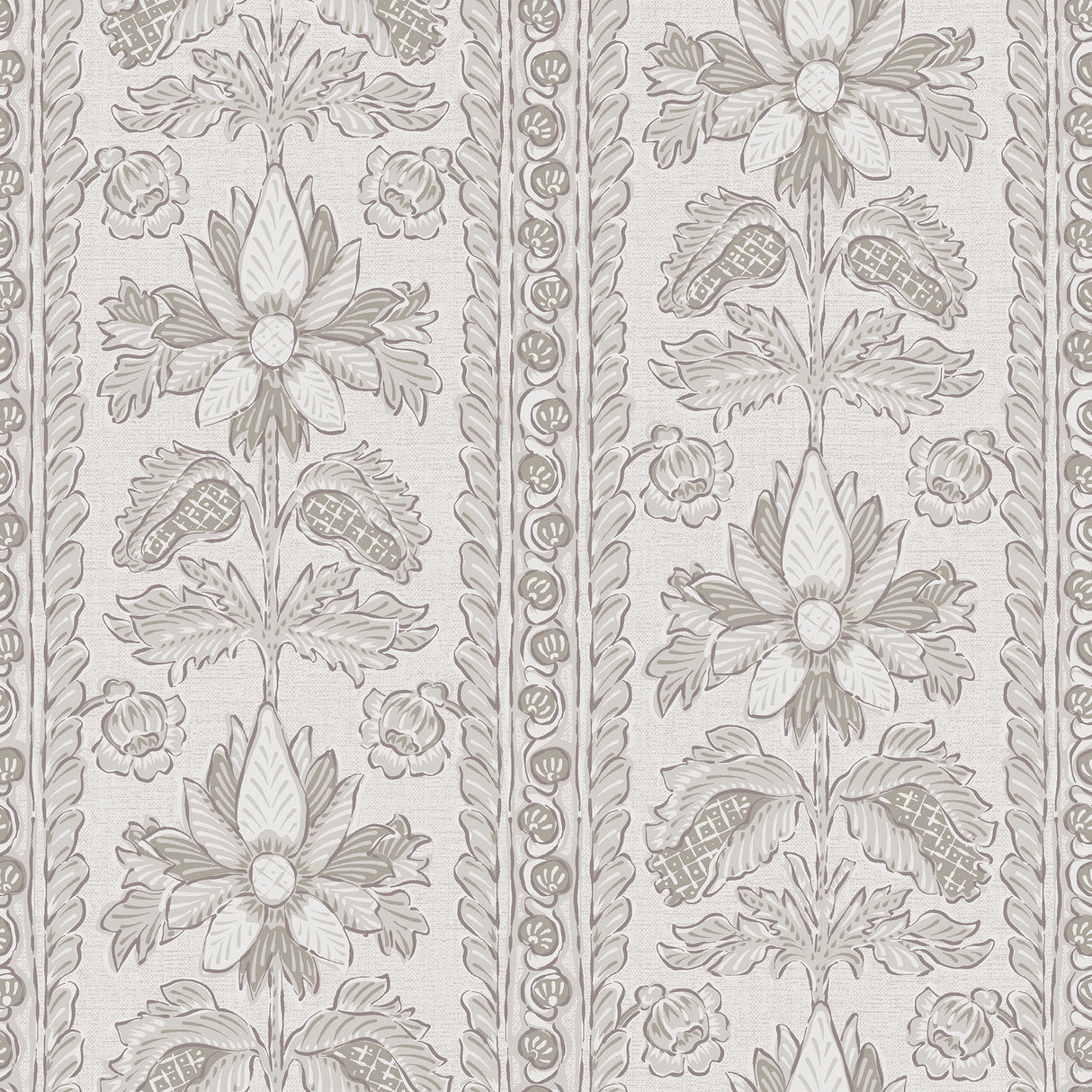Zareen Caviar Peel and Stick Wallpaper by NuWallpaper - Nabela Noor Home Botanical Floral Block Print Stripe - NNS6515