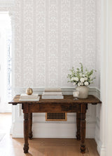 Zareen Cashmere by NuWallpaper Nabela Noor Home Warm Neutral South Asian Botanical Floral Block Print Stripe Peel and Stick Wallpaper - NNS6516