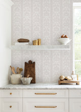 Zareen Cashmere by NuWallpaper Nabela Noor Home Warm Neutral South Asian Botanical Floral Block Print Stripe Peel and Stick Wallpaper - NNS6516