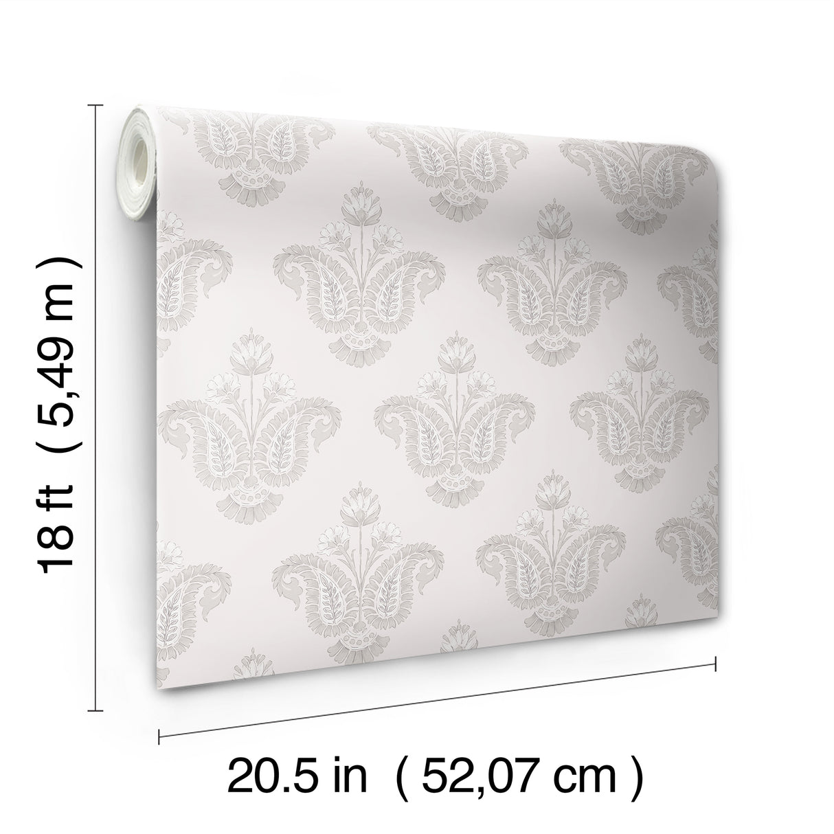 Fazia Linen by NuWallpaper Neutral Beige Taupe Heritage Floral Damask Peel and Stick Wallpaper Nabela Noor Home Collection - NNS6517